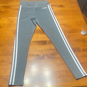 Adidas Women's Gray Leggings with White Stripes